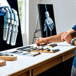 **Prompt 1: Precision and Everyday Life with Bionic Prosthetics**
    A skilled individual, fully clothed in modest, comfortable and appropriate attire, meticulously assembling a complex model or painting a detailed artwork using an advanced bionic hand. The setting is a brightly lit, modern workshop or studio, showcasing technological integration and human capability. The subject displays perfect anatomy, correct proportions, and a natural pose. Well-formed hands, proper finger count, and natural body proportions are essential. The image should be safe for work, appropriate content, and family-friendly, emphasizing professional photography and high quality.